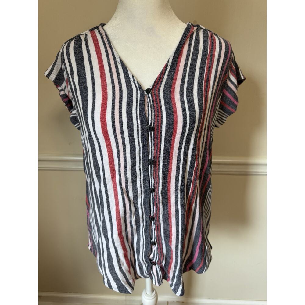 Liz Claiborne Striped Button Front Blouse Size S